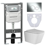 Ceramicanova Metric Комплект: инсталляция, унитаз, кнопка, шумоизоляция, цвет: хром глянцевый CN3007_1001CH_1000