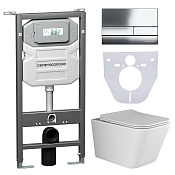 Ceramicanova Metric Комплект: инсталляция, унитаз, клавиша, шумоизоляция, цвет: хром глянцевый CN3007_1002CH_1000