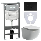 Ceramicanova Forma Комплект: инсталляция, унитаз, кнопка, шумоизоляция, цвет: черный матовый CN3009_1001B_1000