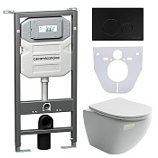 Ceramicanova Metropol Комплект: инсталляция, унитаз, кнопка, шумоизоляция, цвет: черный матовый CN4002_1001B_1000
