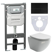 Ceramicanova Metropol Комплект: инсталляция, унитаз, клавиша, шумоизоляция, цвет: черный матовый CN4002_1002B_1000
