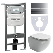 Ceramicanova Metropol Комплект: инсталляция, унитаз, клавиша, шумоизоляция, цвет: хром матовый CN4002_1002M_1000