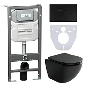 Ceramicanova Metropol Комплект: инсталляция, унитаз, кнопка, шумоизоляция, цвет: черный матовый CN4002MB_1001B_1000