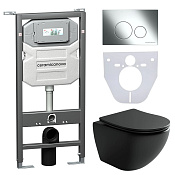 Ceramicanova Metropol Комплект: инсталляция, унитаз, кнопка, шумоизоляция, цвет: хром глянцевый CN4002MB_1001CH_1000