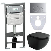 Ceramicanova Metropol Комплект: инсталляция, унитаз, кнопка, шумоизоляция, цвет: хром матовый CN4002MB_1001M_1000