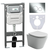Ceramicanova Baleriaca Комплект: инсталляция, унитаз, кнопка, шумоизоляция, цвет: хром глянцевый CN6000_1001CH_1000