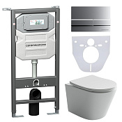 Ceramicanova Baleriaca Комплект: инсталляция, унитаз, клавиша, шумоизоляция, цвет: хром матовый CN6000_1002M_1000