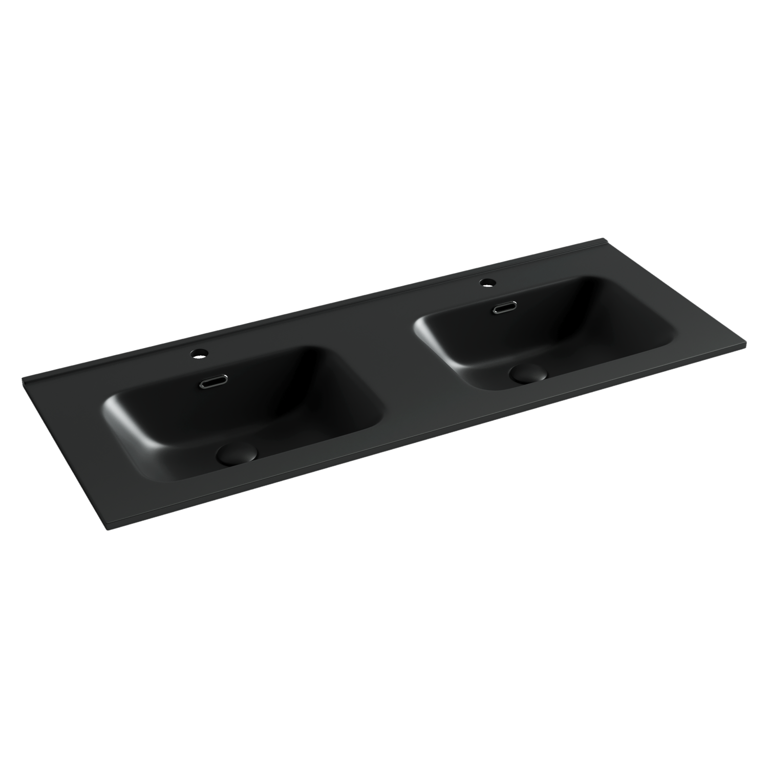 Ceramicanova Element Раковина накладная с 2мя чашами 121х46,5 см, перелив, цвет: черный матовый CN7004MB