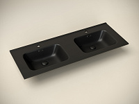Ceramicanova Element Раковина накладная с 2мя чашами 121х46,5 см, перелив, цвет: черный матовый CN7004MB