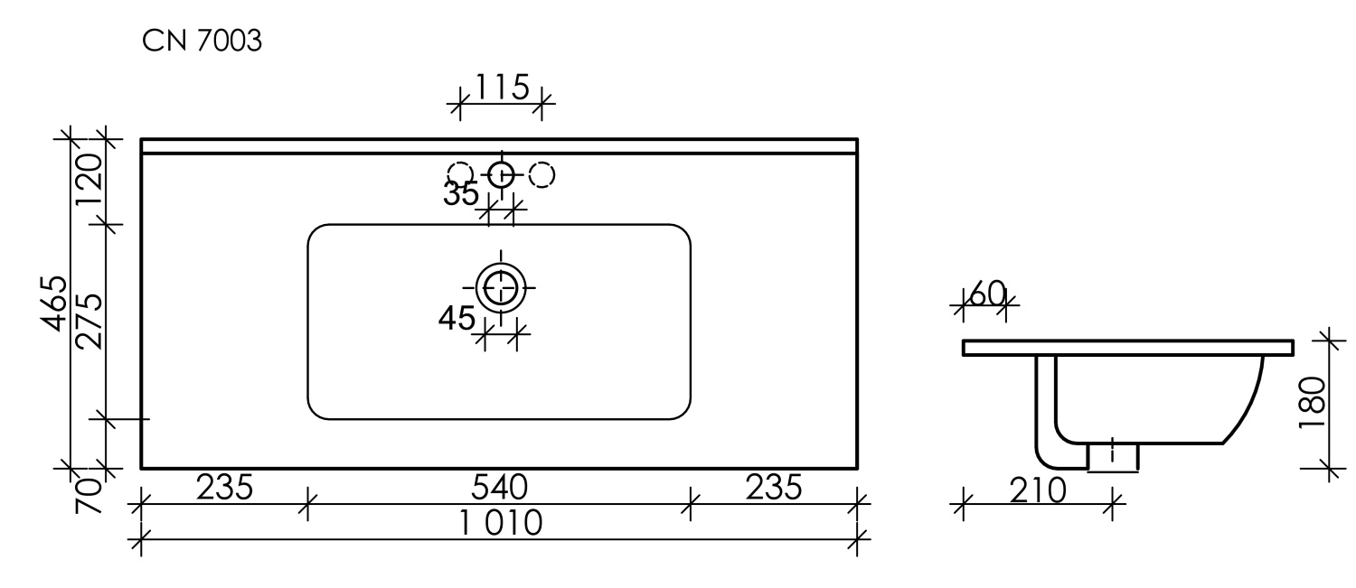 Ceramicanova Element Раковина накладная 101х46,5 см, перелив, цвет: черный матовый CN7003MB