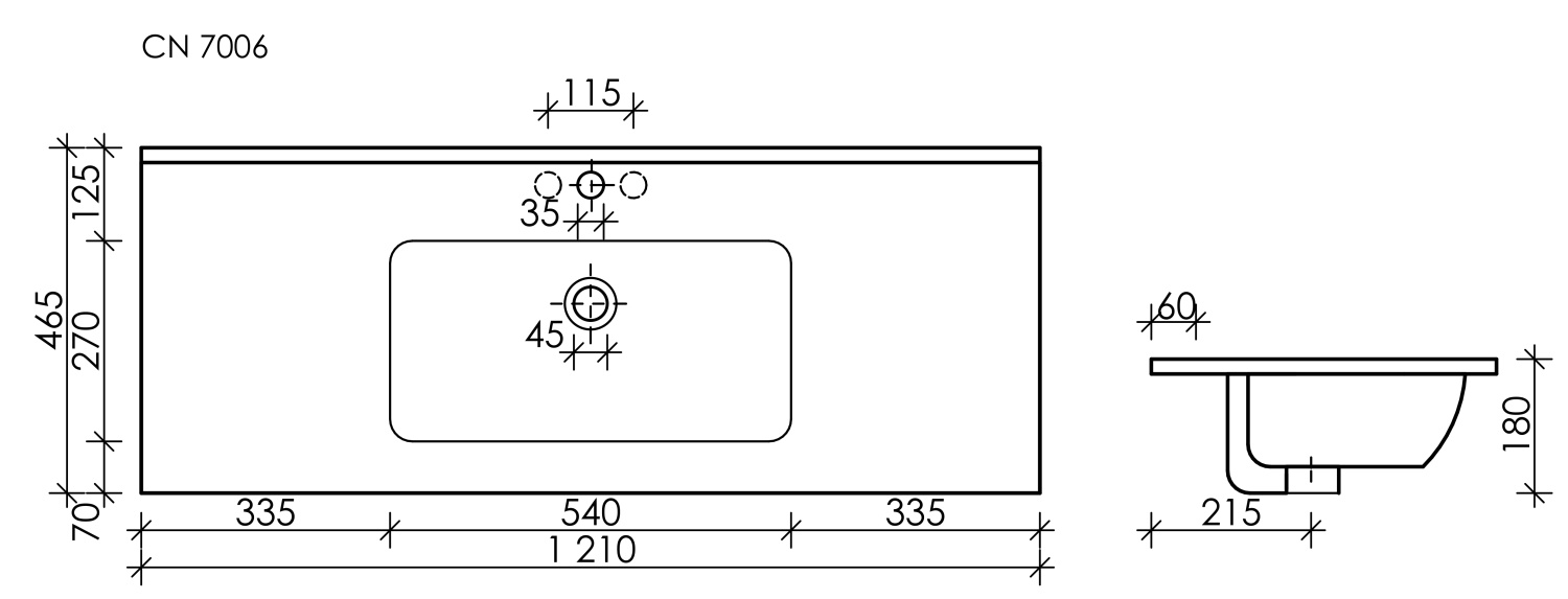 Ceramicanova Element Раковина накладная 121х46,5 см, перелив, цвет: черный матовый CN7006MB