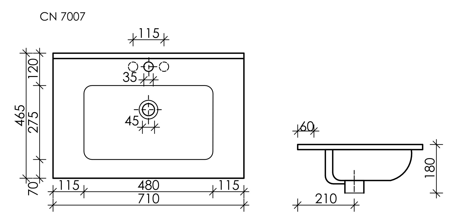 Ceramicanova Element Раковина накладная 71х46,5 см, перелив, цвет: белый глянцевый CN7007
