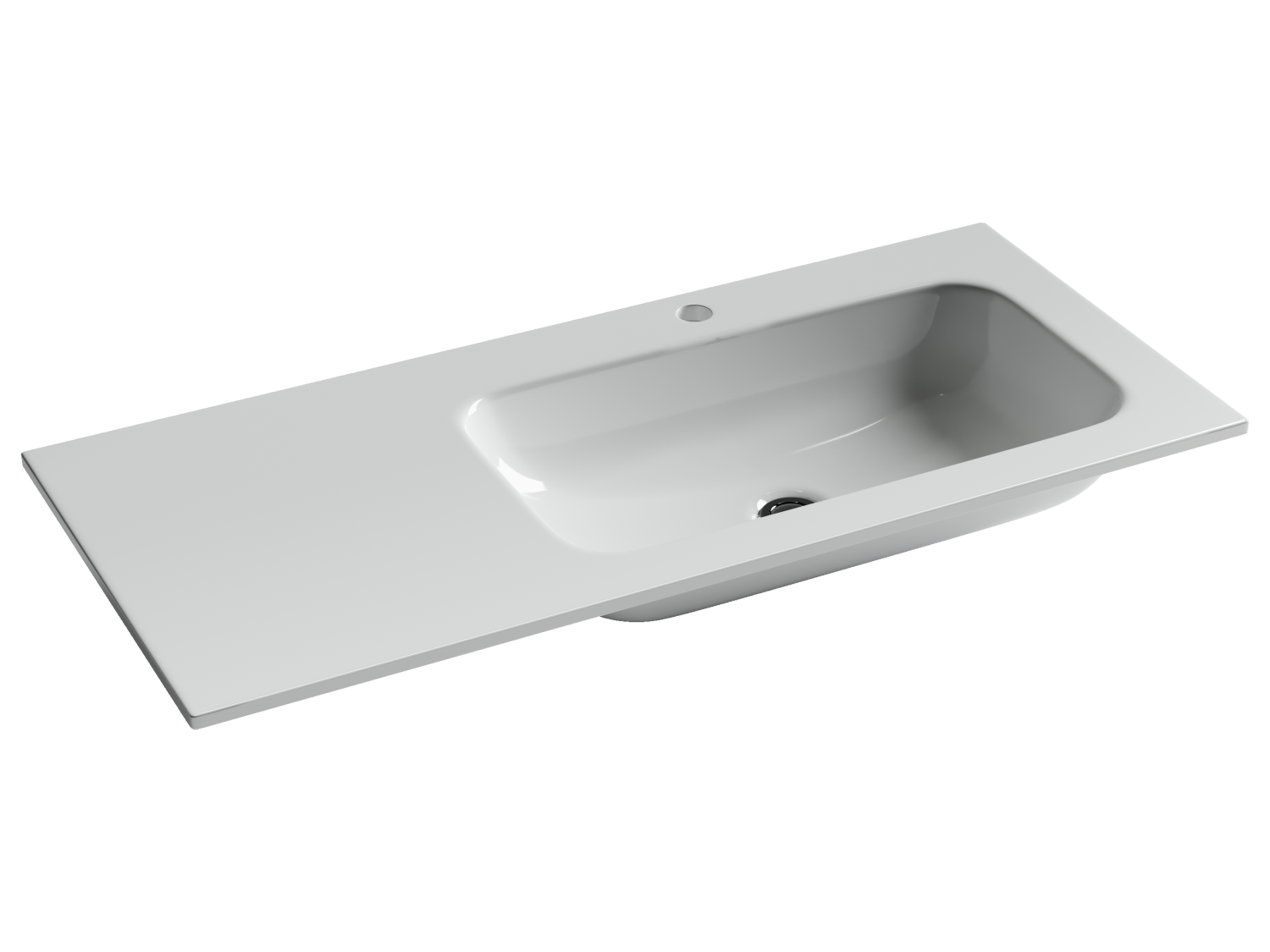 Ceramicanova Element Раковина накладная лев. крыло 101х45,7 см, без перелива, цвет: белый глянцевый CN7015