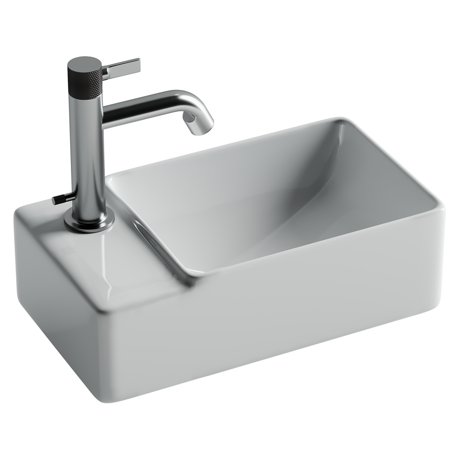 Ceramicanova Element Раковина подвесная 39,5х22 см, без перелива, смес. слева, цвет: белый глянц. CN5046