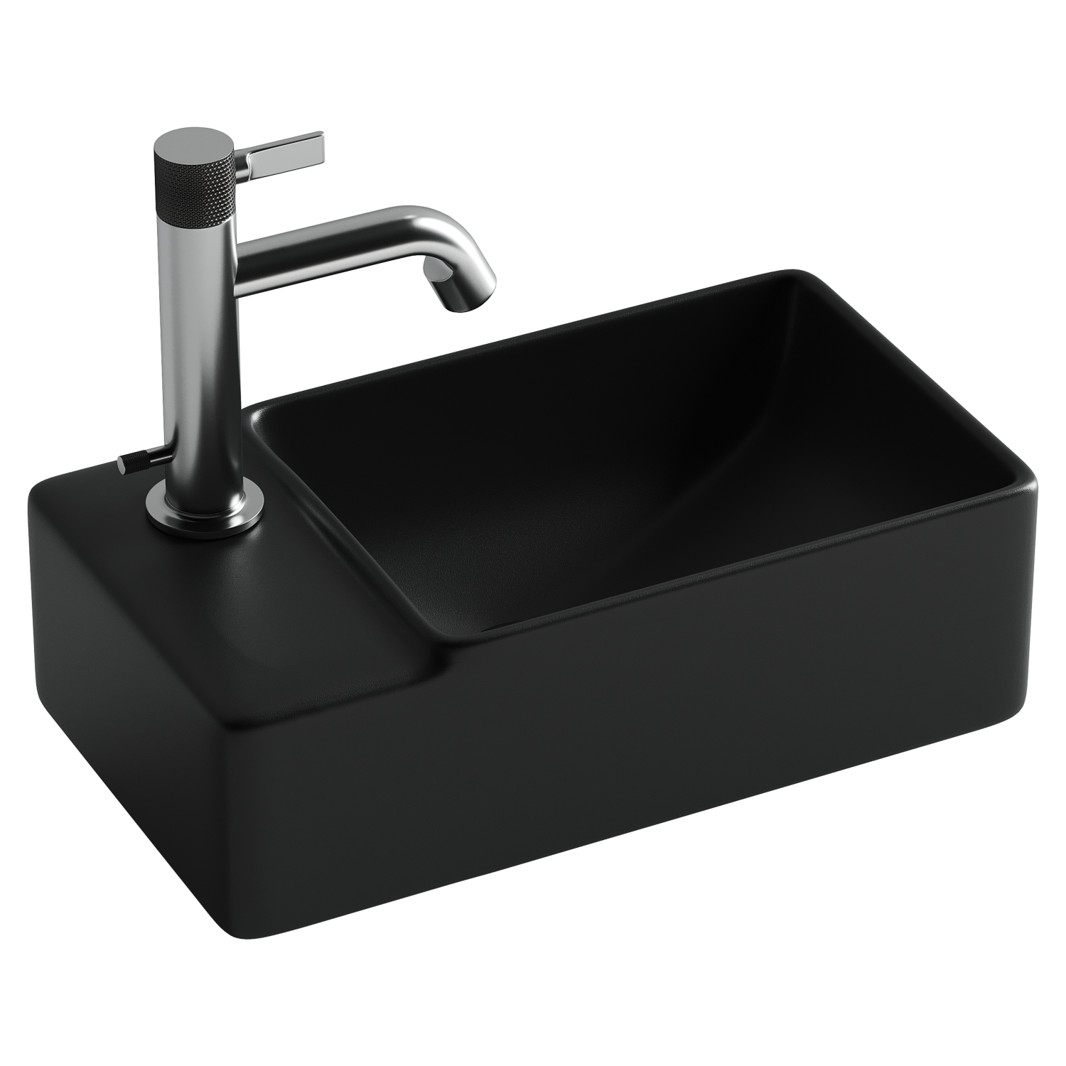 Ceramicanova Element Раковина подвесная 39,5х22 см, без перелива, смес. слева, цвет: черный матов. CN5046MB