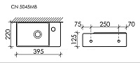 Ceramicanova Element Раковина подвесная 39,5х22 см, без перелива, смес. слева, цвет: черный матов. CN5046MB