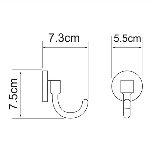 Wasserkraft Rhein Крючок одинарный подвесной, цвет: хром K-6223