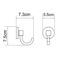 Wasserkraft Rhein Крючок одинарный подвесной, цвет: хром K-6223