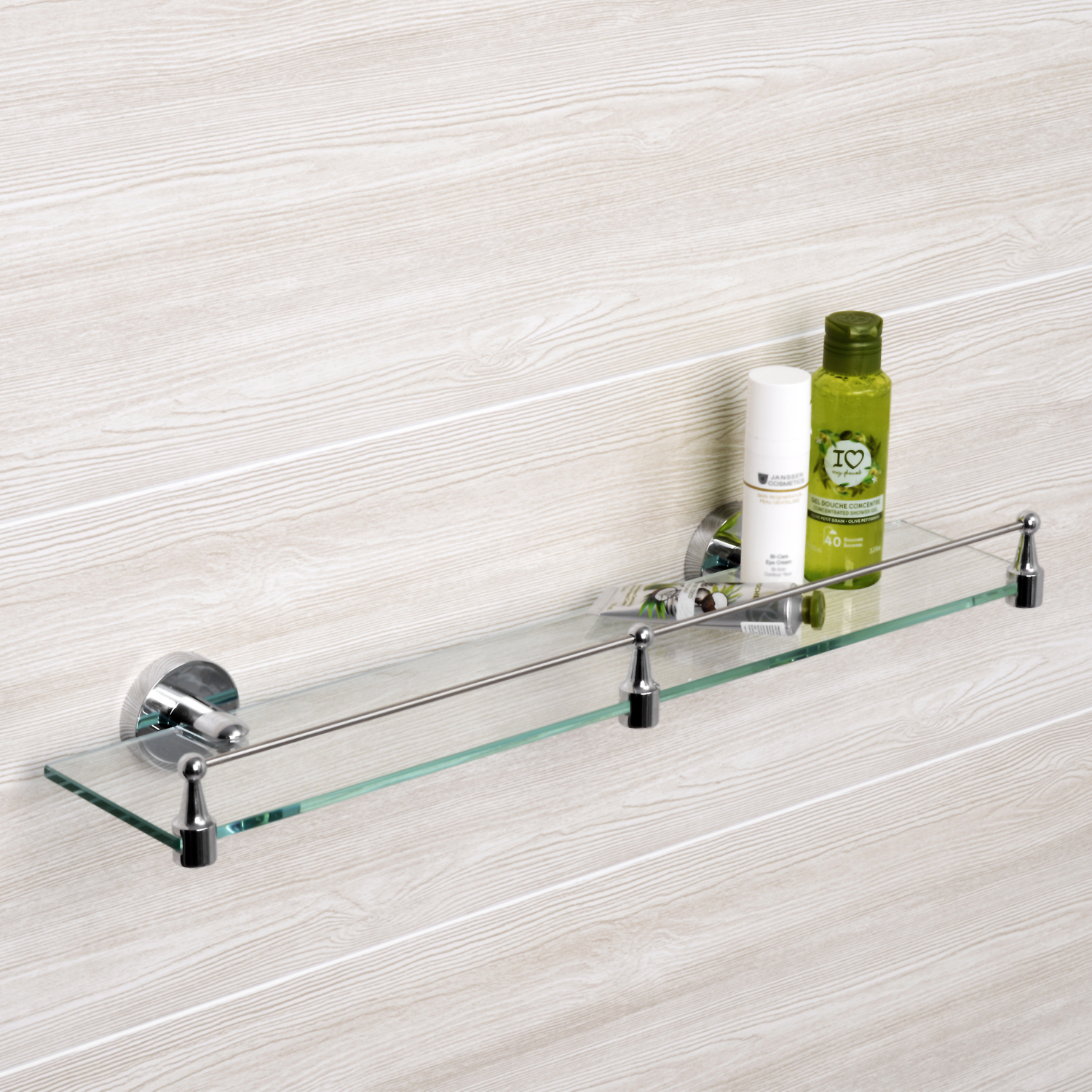 Wasserkraft Rhein Полка стеклянная с бортиком, цвет: хром K-6244