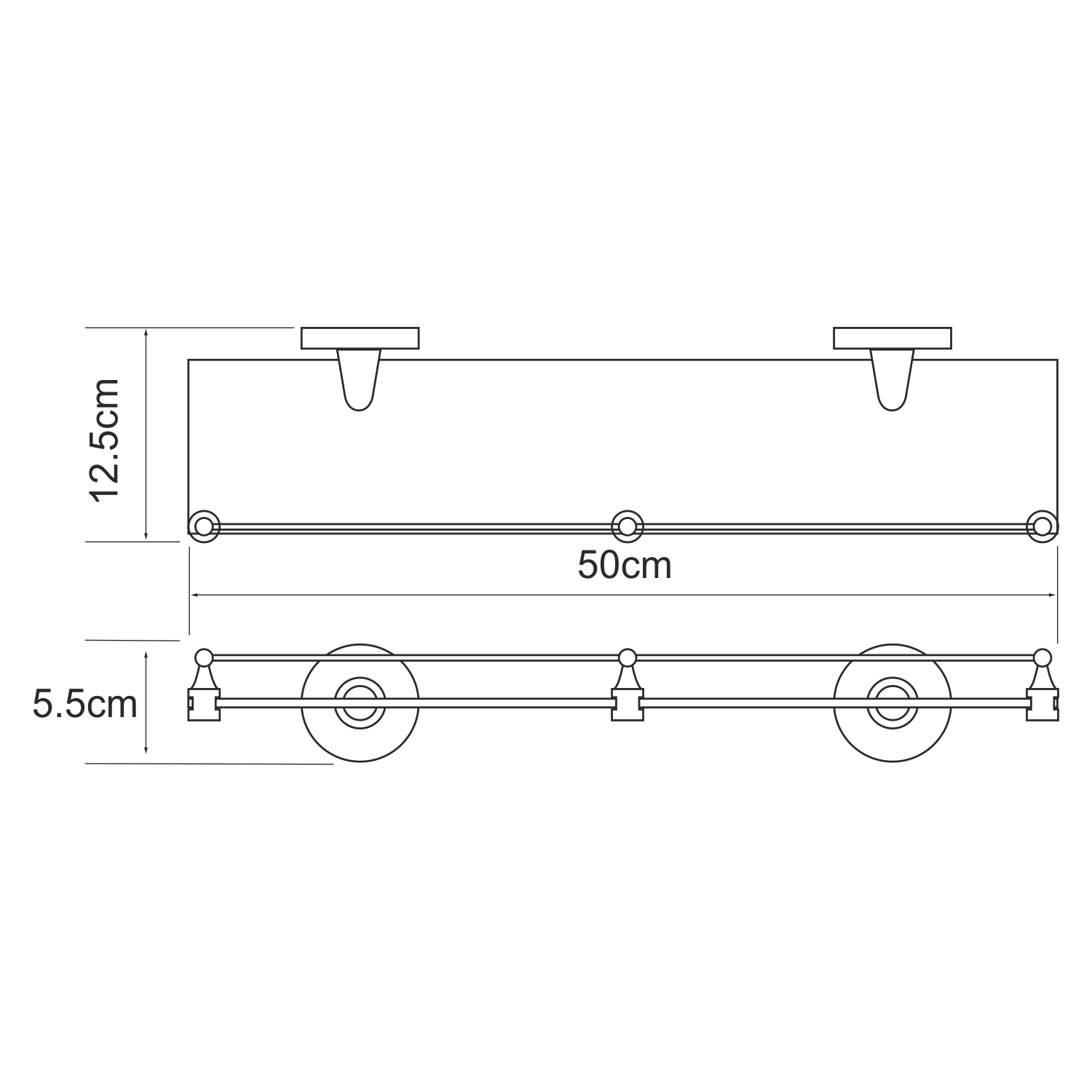 Wasserkraft Rhein Полка стеклянная с бортиком, цвет: хром K-6244