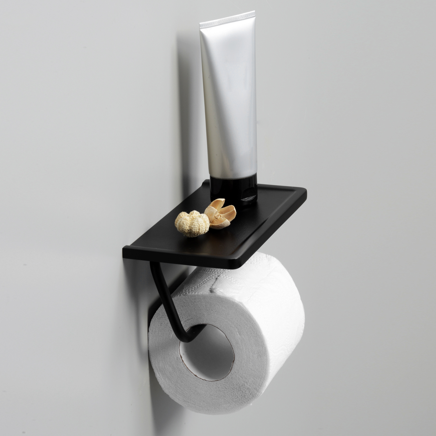 Wasserkraft Держатель туалетной бумаги с полочкой для телефона, цвет: черный матовый K-1525