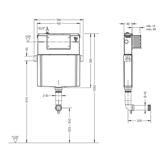 ArtCeram Смывной бачок для напольного унитаза 50x8 см 700.100