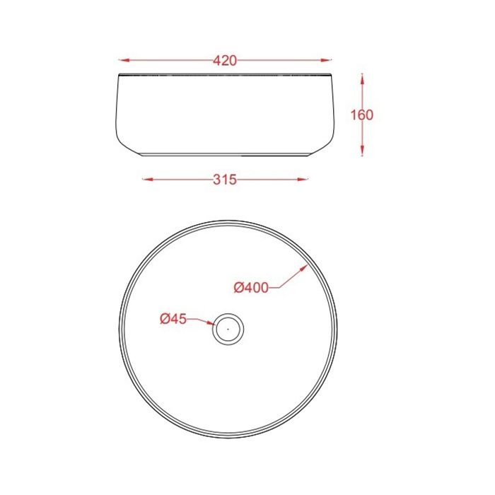 ArtCeram Cognac Раковина чаша d42x16h см, без перелива, покрытие Saniglaze, цвет: fard COL001 97 00