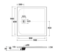 Globo Docciapietra Поддон для душа из композита 90х90x3h см, цвет: nero opaco DP09090504