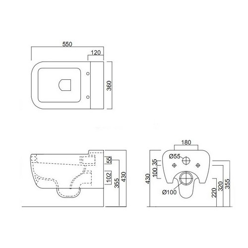 Cielo Shui Унитаз подвесной 36x55x29h см, цвет: белый SHVSB