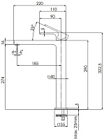 Remer Absolute Смеситель для раковины, с донным клапаном, высота излива 27,4 см, цвет: cromo AU10L