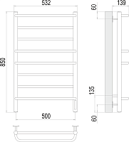 Terminus Евромикс Полотенцесушитель электрический 53,2x85h, цвет: хром 4670078531292
