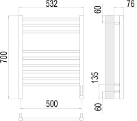 Terminus Аврора Полотенцесушитель электрический 53,2x70h, цвет: хром 4670078527240