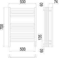 Terminus Енисей Полотенцесушитель электрический 53x70h, цвет: хром 4670078526281