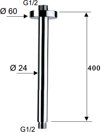 Remer Кронштейн потолочный 40,5 см, цвет: cromo 347N40