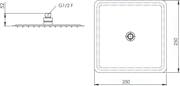 Remer Верхний душ 25x25 см, 1 режим, без кронштейна, цвет: cromo 357UFD25X