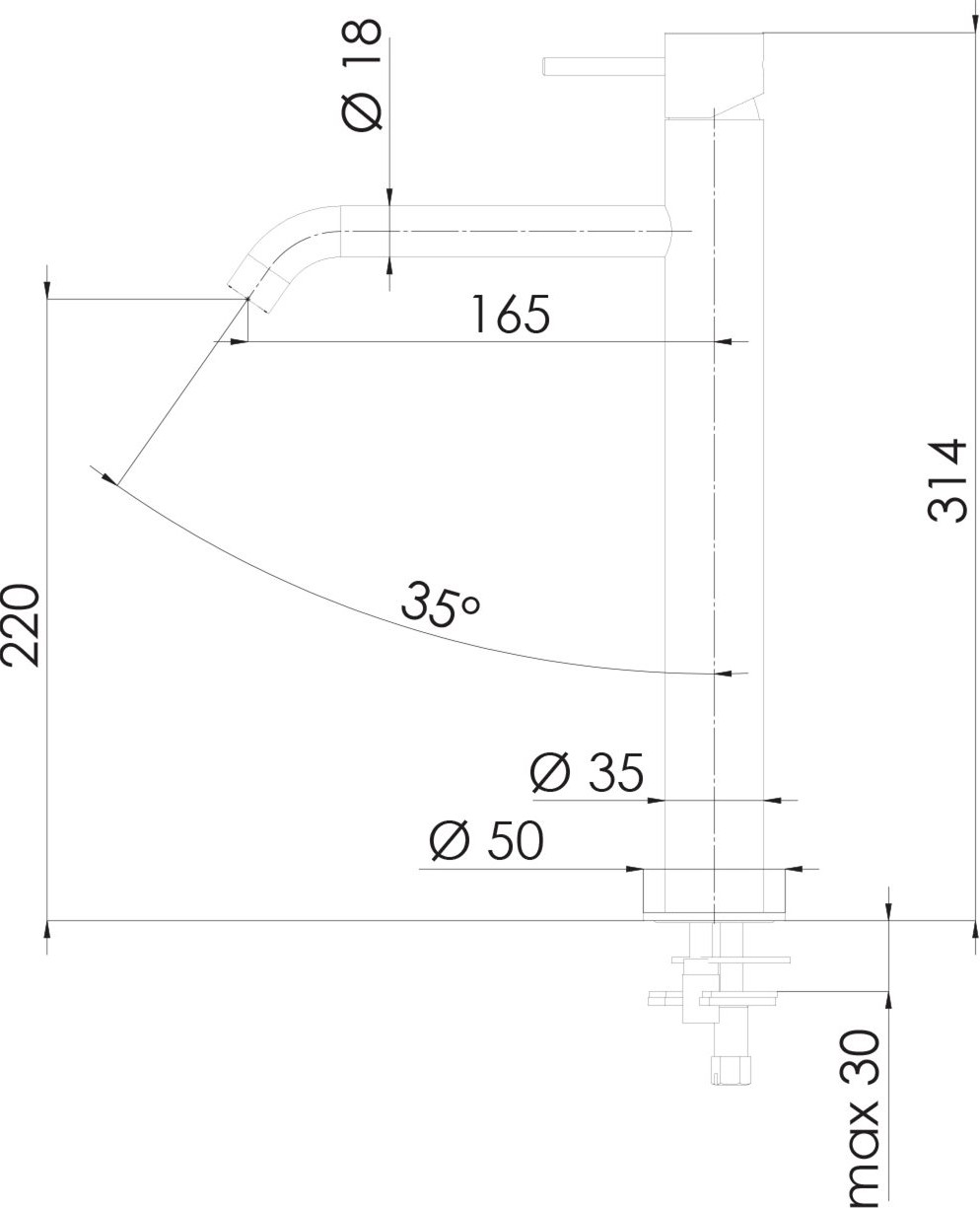 Remer X Style Смеситель для раковины, без донного клапана, высота излива 22 см, цвет: cromo X11LXL