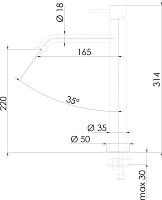 Remer X Style Смеситель для раковины, без донного клапана, высота излива 22 см, цвет: cromo X11LXL