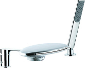 Remer Infinity Смеситель на борт ванны, каскадный излив, лейка 4 режима, шланг 150 см, цвет: cromo I07UF