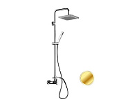 Remer Energy Душевая стойка: смеситель, верхний душ 20x20 см, лейка, штанга 107 см, цвет: oro lucido EY37X7SS9SSDO