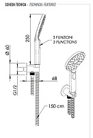 Remer Душевой гарнитур: лейка 3 режима, выпуск с держателем, шланг 150 см, цвет: cromo 337M318MP