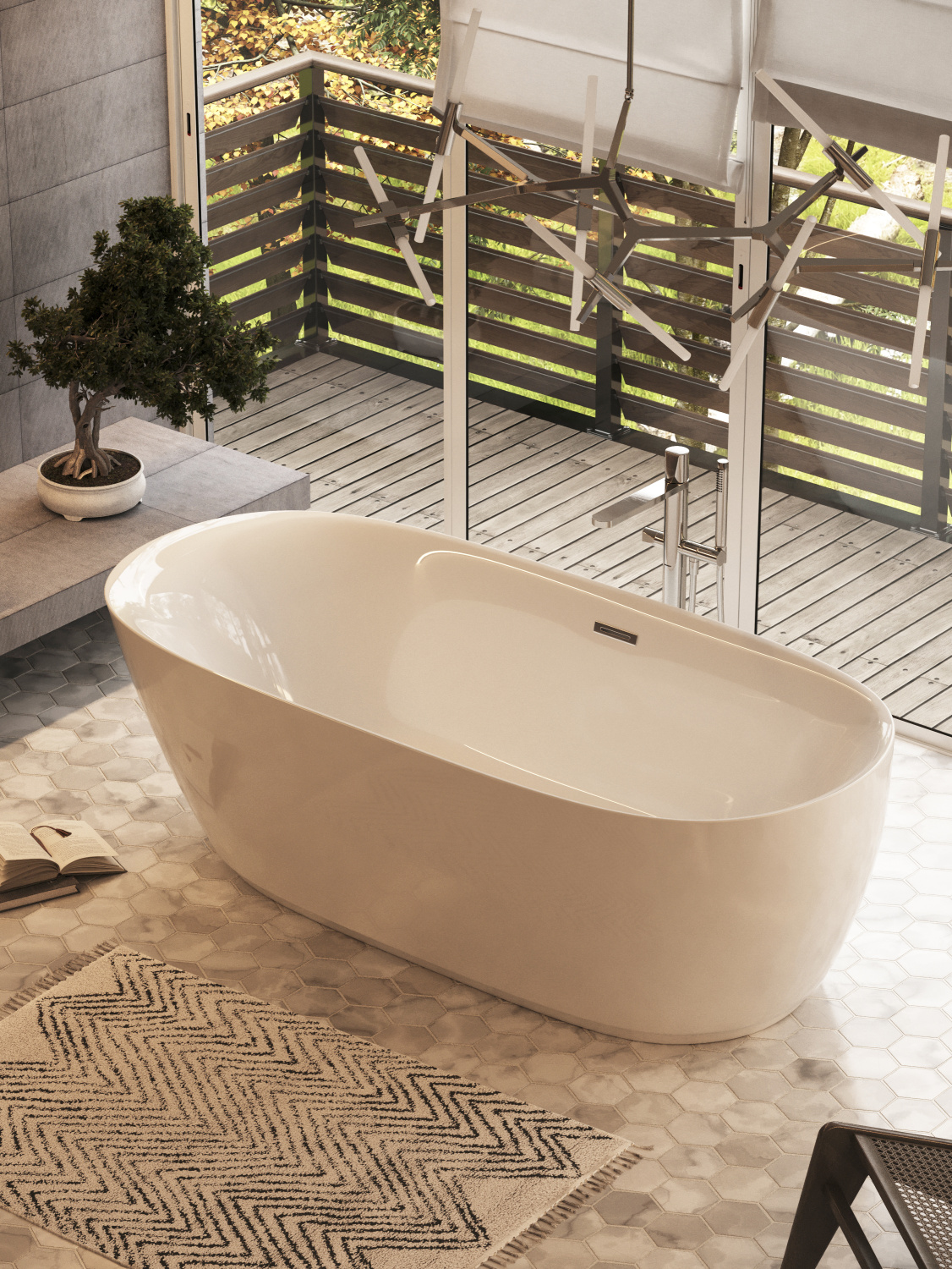 Sancos Single Акриловая ванна отдельно стоящая 180x85x58h см, цвет: белый/хром FB07