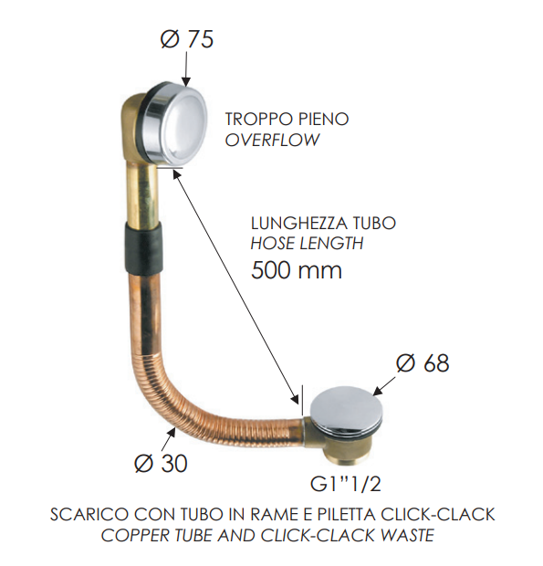 Remer Слив-перелив click-clack для ванны, цвет: cromo 96CC