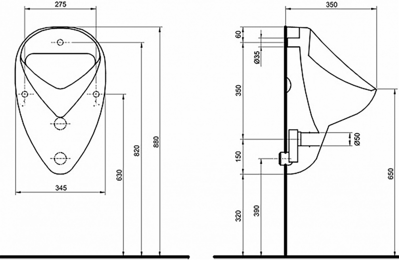 Geberit Felix Писсуарный комплект подвесной 37,5x35x64,5h см, цвет: белый 2607RZ