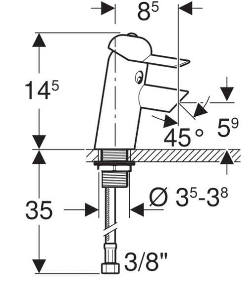 Geberit Bambini Смеситель детский для раковины 8,5 см, цвет: синий/желтый 571600000