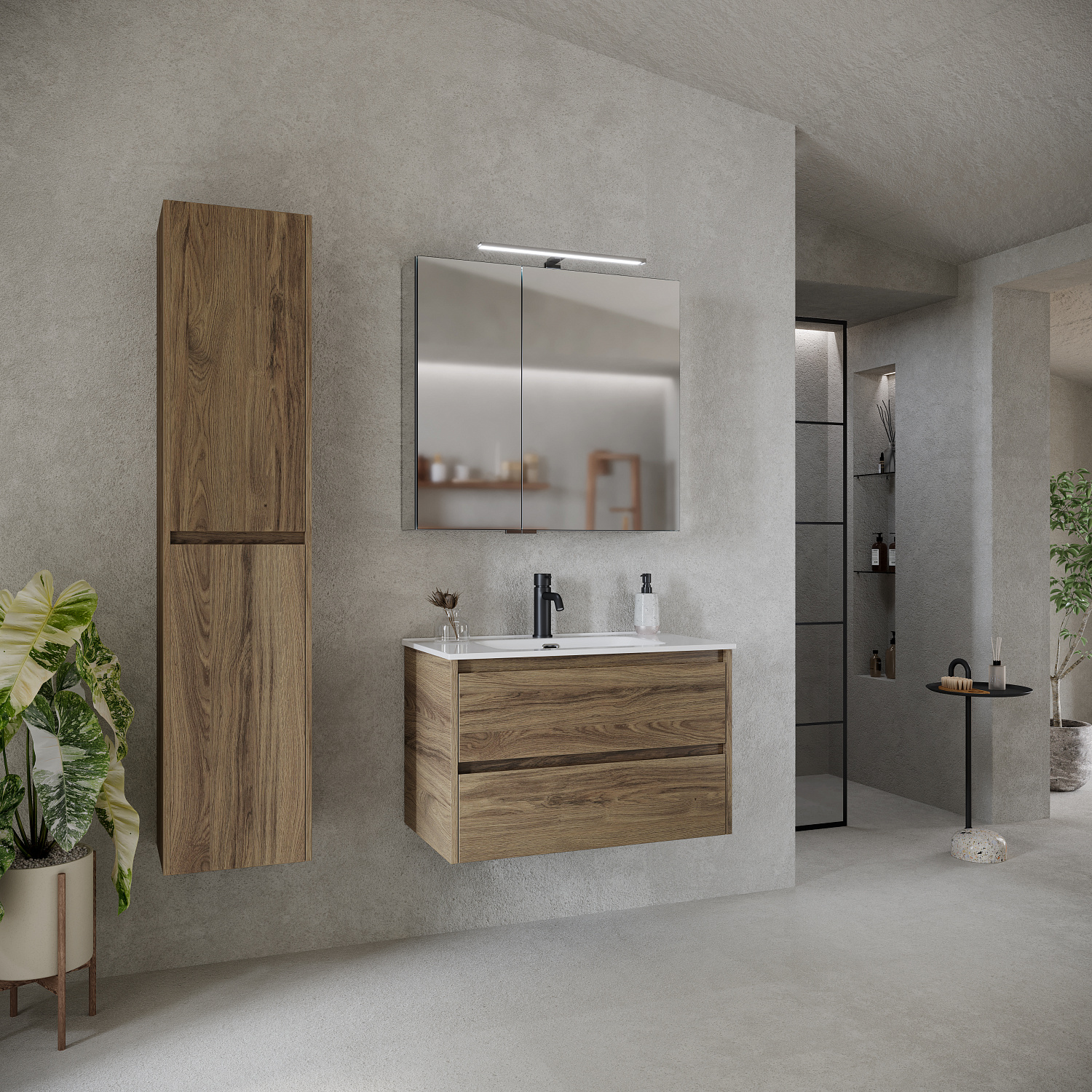 Sancos Libra Тумба для раковины подвесная 79x45x50h см, цвет: дуб чарльстон LB80ECH