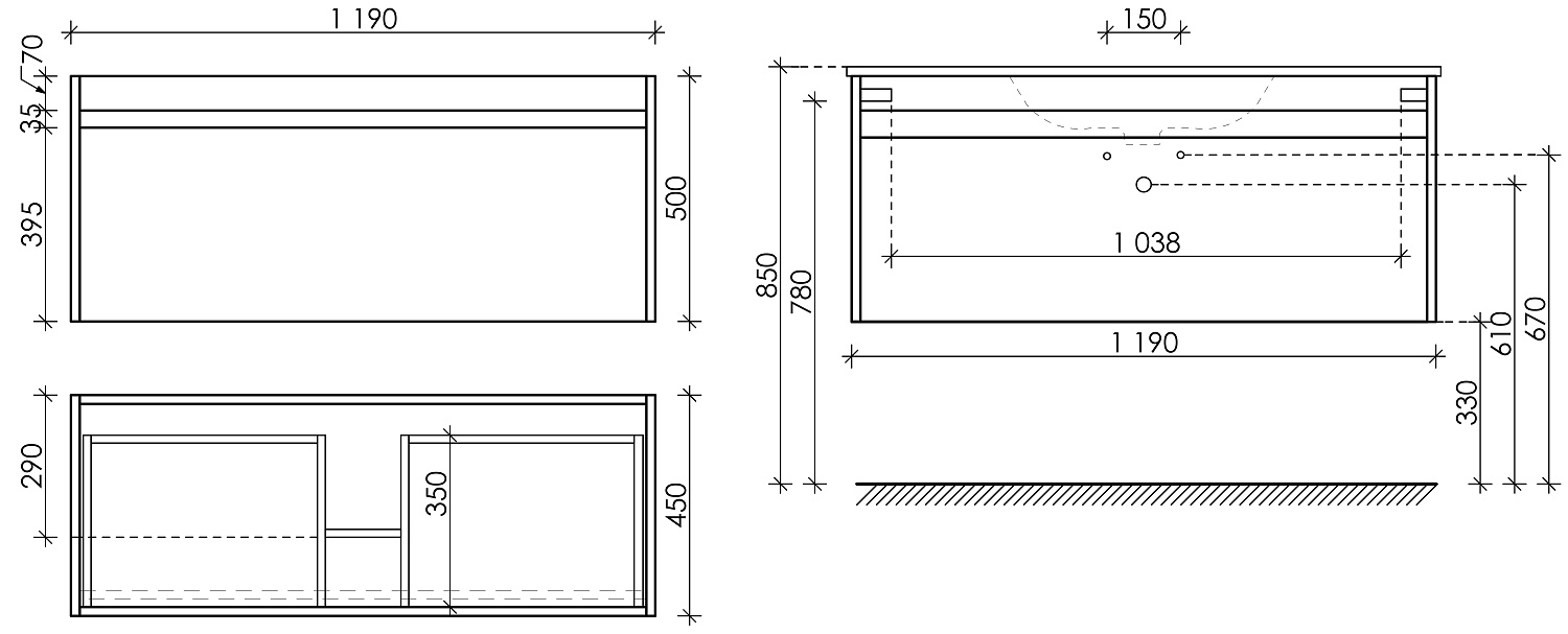 Sancos Smart Тумба для раковины подвесная 119x45x50h см, цвет: белый SM120-1W