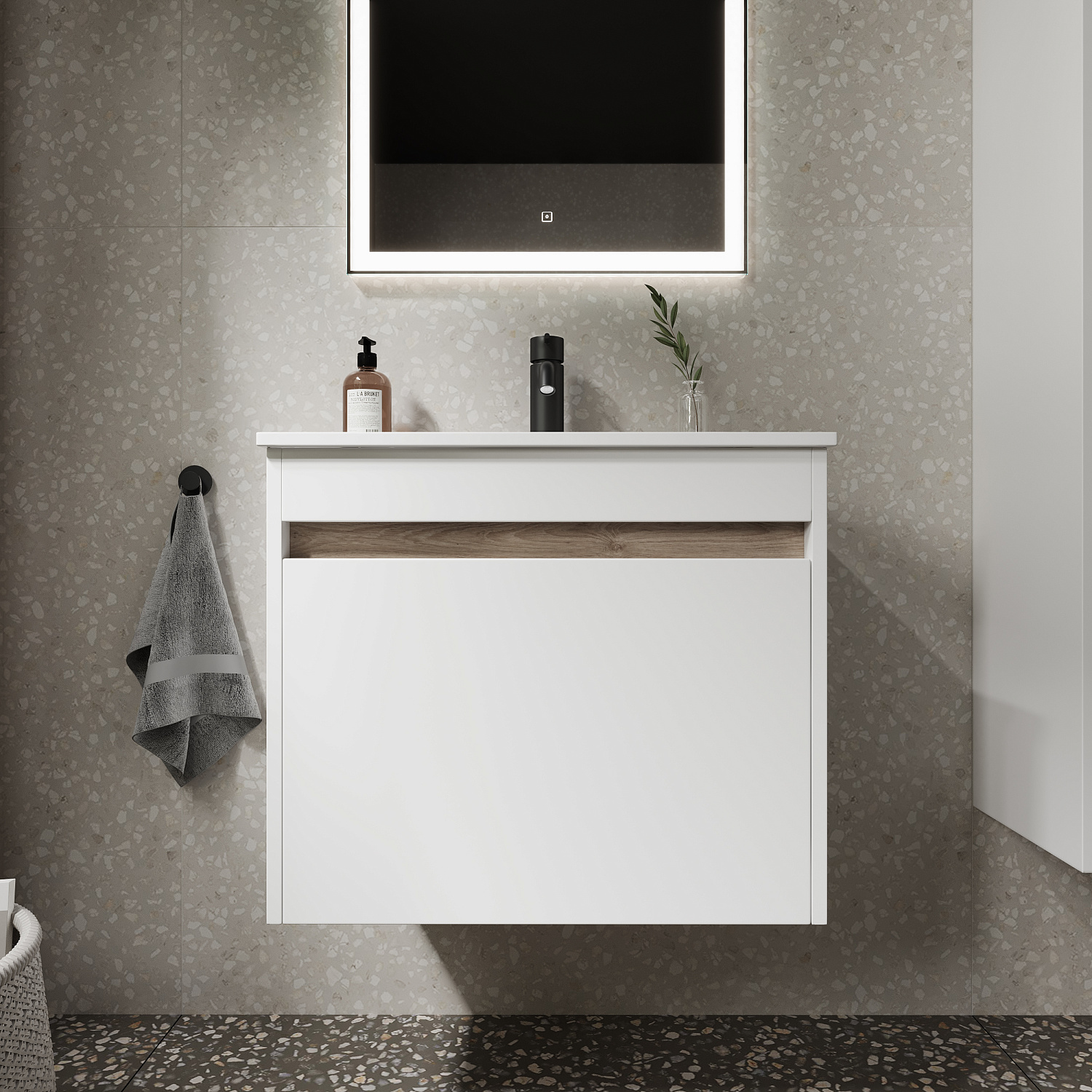 Sancos Smart Тумба для раковины подвесная 59x45x50h см, цвет: белый SM60W