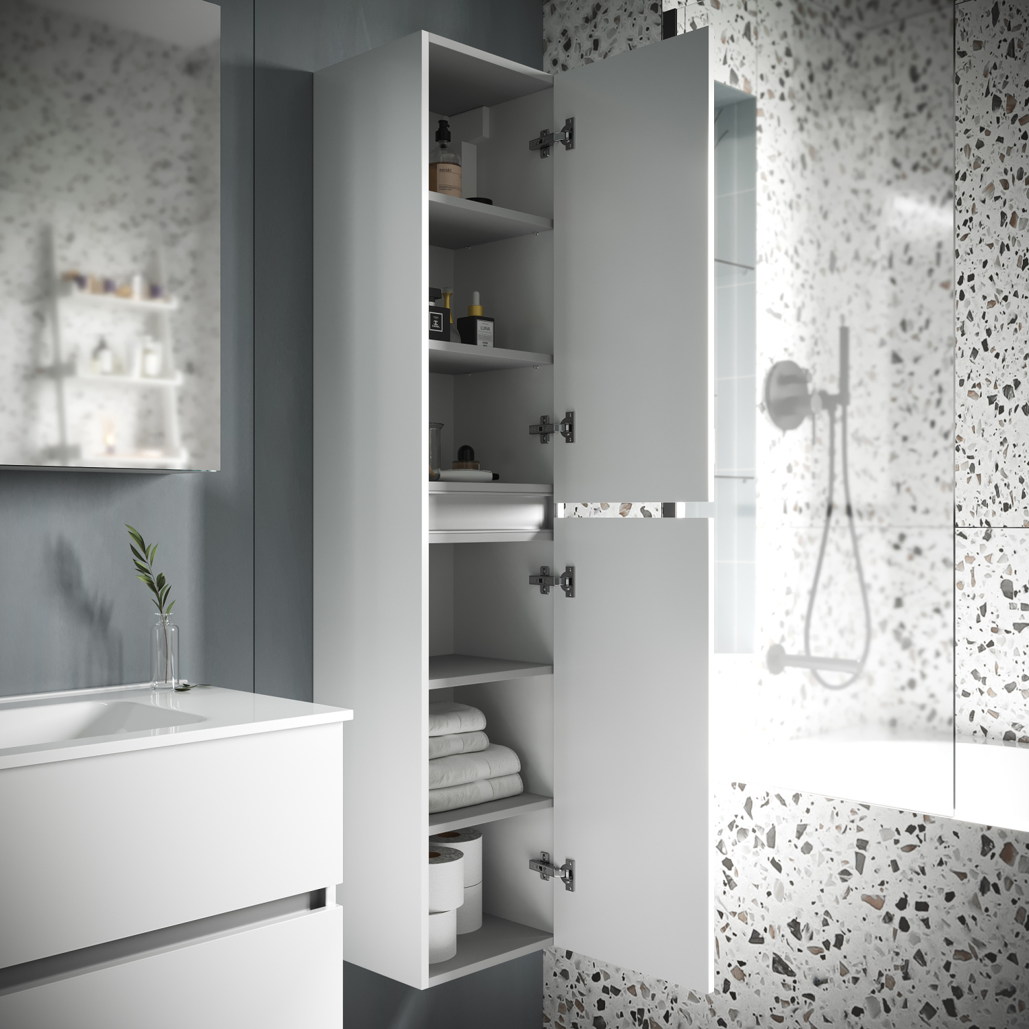 Sancos Urban Шкаф-пенал подвесной 35x30x160h см, цвет: белый PUR35W