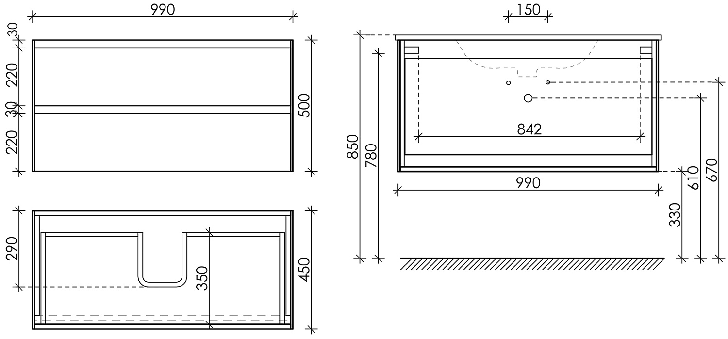 Sancos Cento Тумба для раковины подвесная 99x45x50h см, цвет: карпатская ель CN100KE
