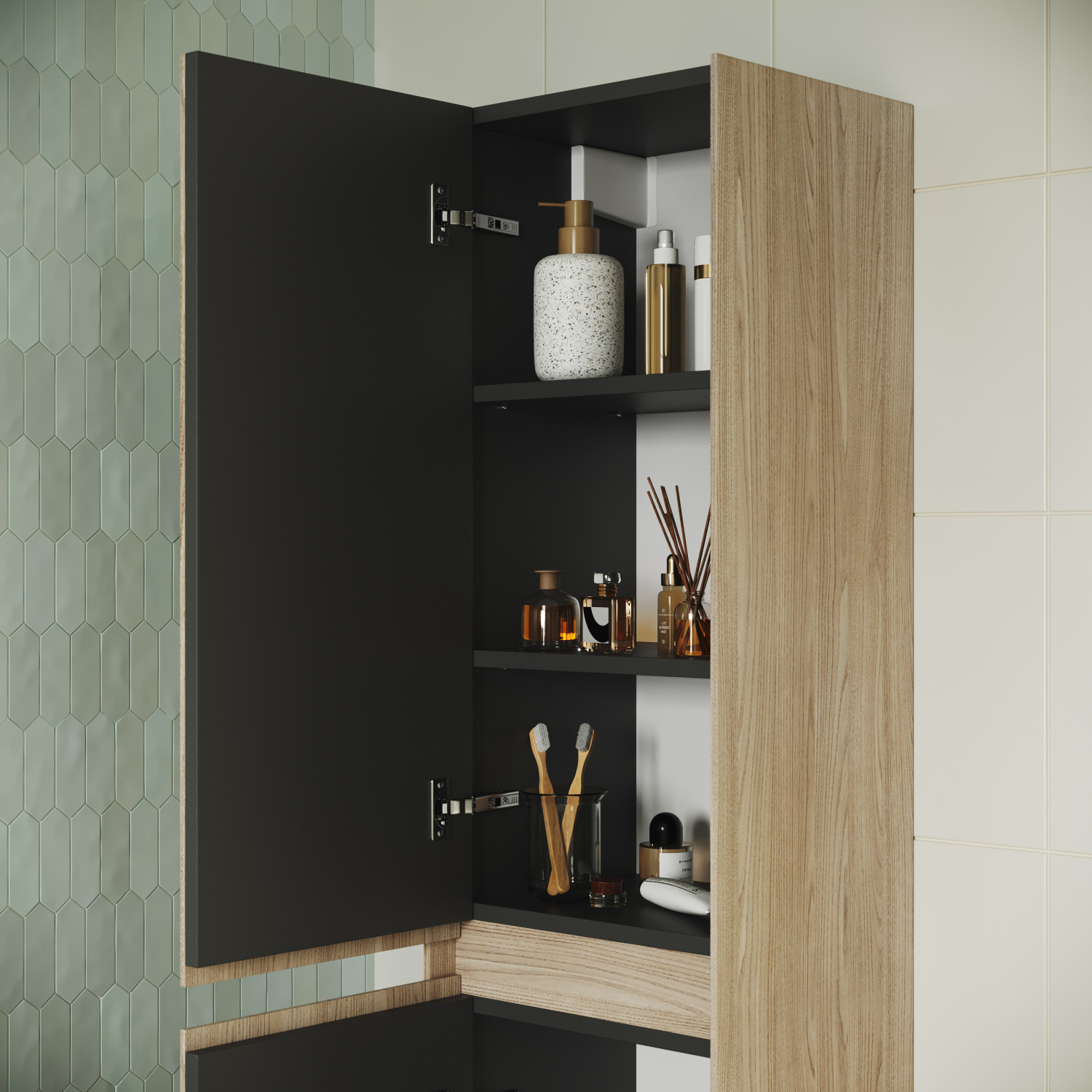 Sancos Cento Шкаф-пенал подвесной 35x30x160h см, цвет: карпатская ель PCN35KE